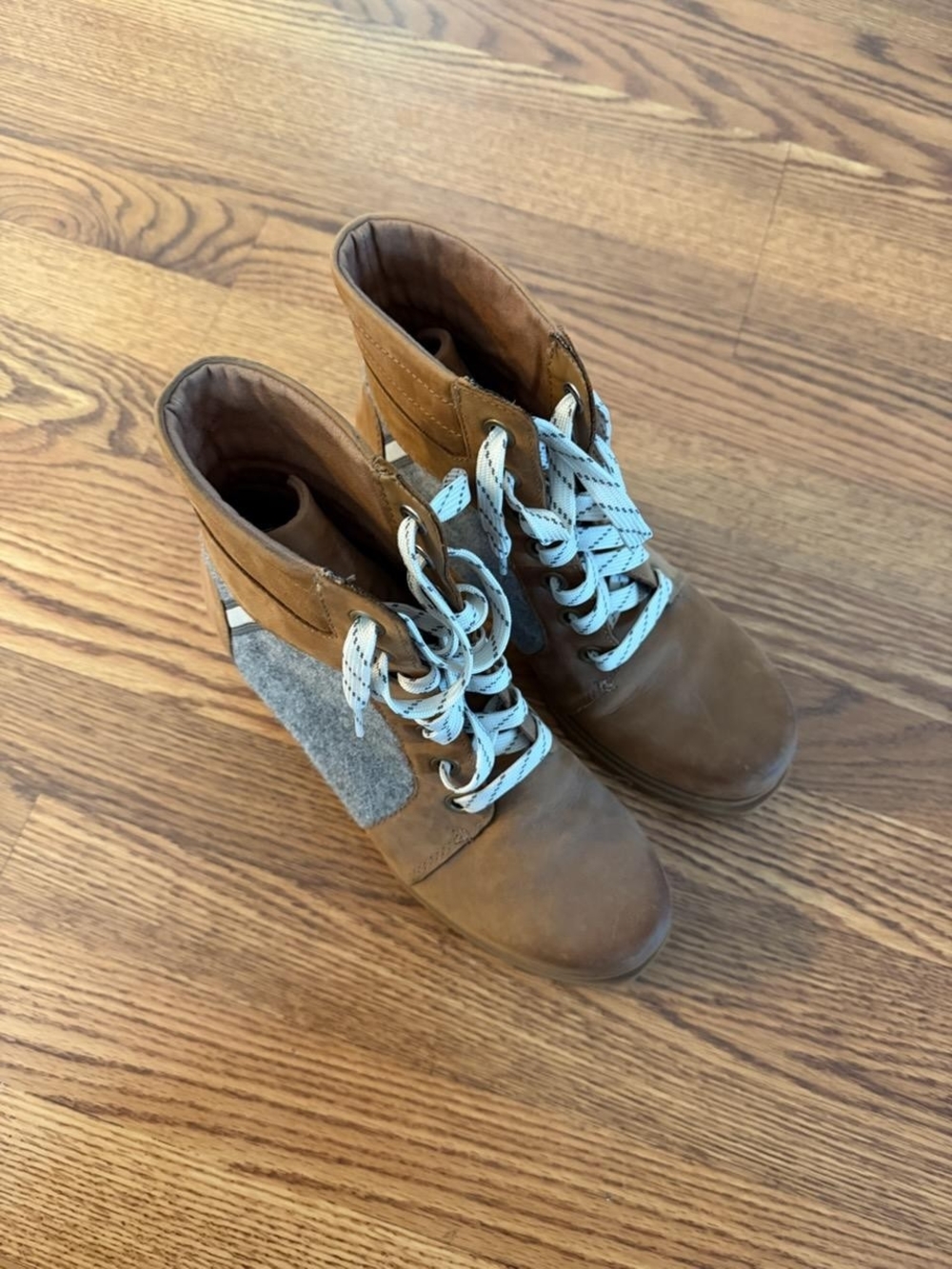 Sorel Lexie Wedge Boots Leather Camel Brown Waterproof